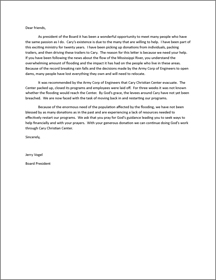 Letter from board president
